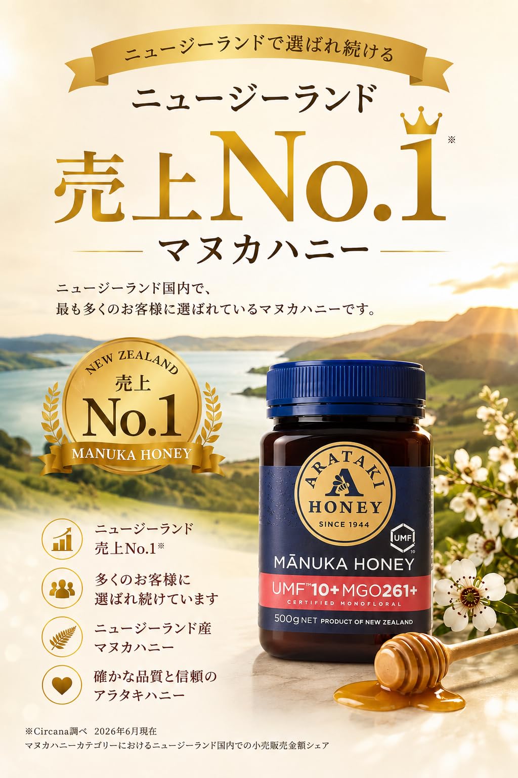 Amazon | マヌカハニー UMF10+ MGO261+ (250g) マヌカ 生はちみつ 無